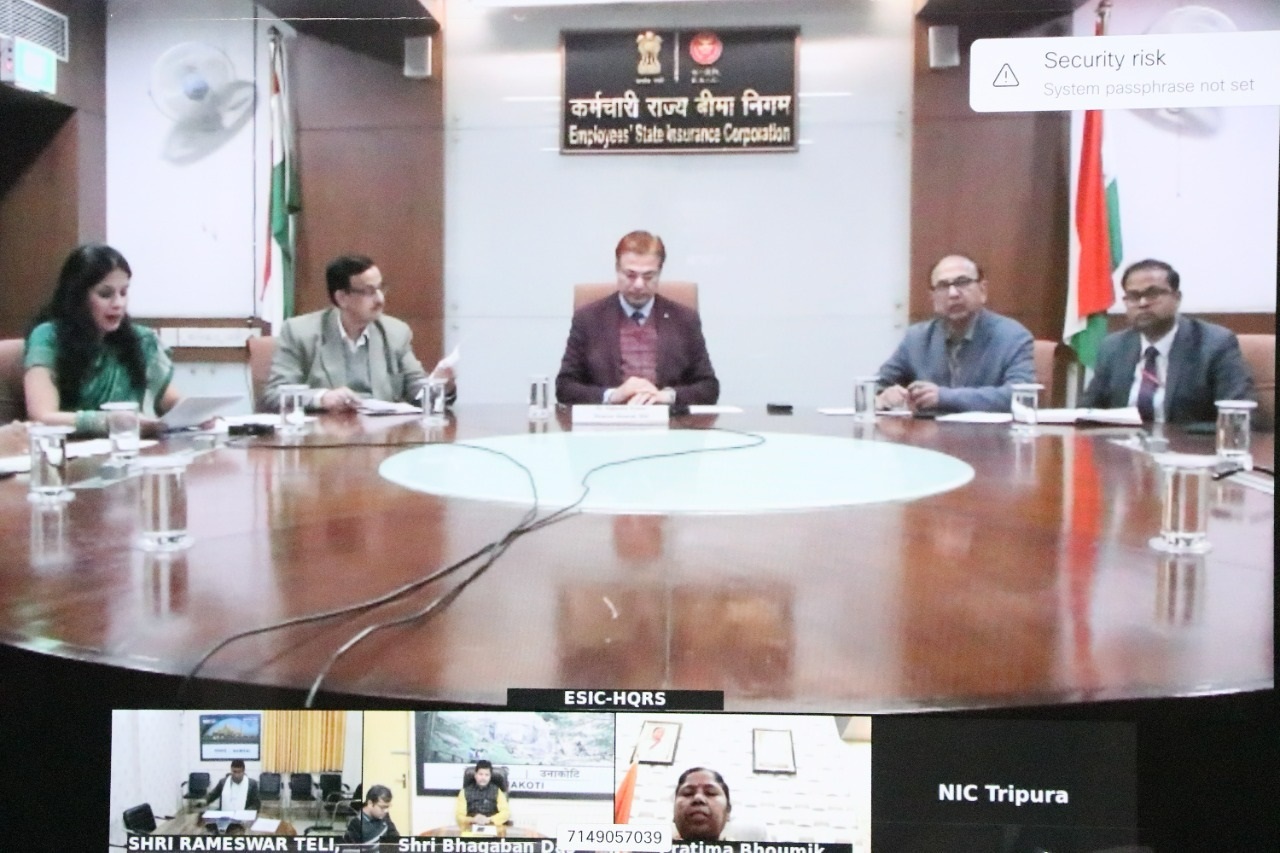 Union Labour and Employment Minister Shri Bhupender Yadav lays the foundation stone of 100 bedded ESIC Hospital at Agartala, Tripura